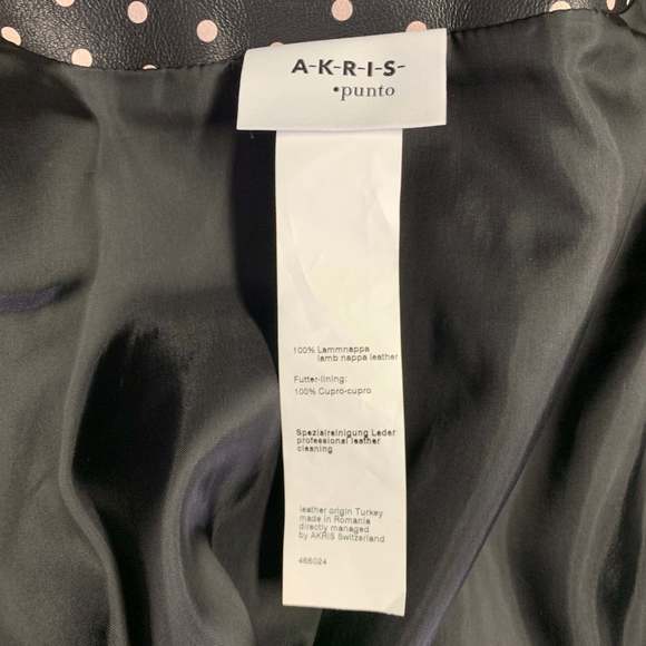 AKRIS Black White Leather Polka Dot Lambskin Biker Jacket - Picture 5 of 8